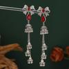Ethnic Jewelry for Women Gypsy Tribal Retro Antique Crystal Bowknot Beads Bells Tassel Long Earrings