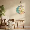 Gold-Tone Moon Hanging Ornament with Lanterns Vibrant Suncatcher
