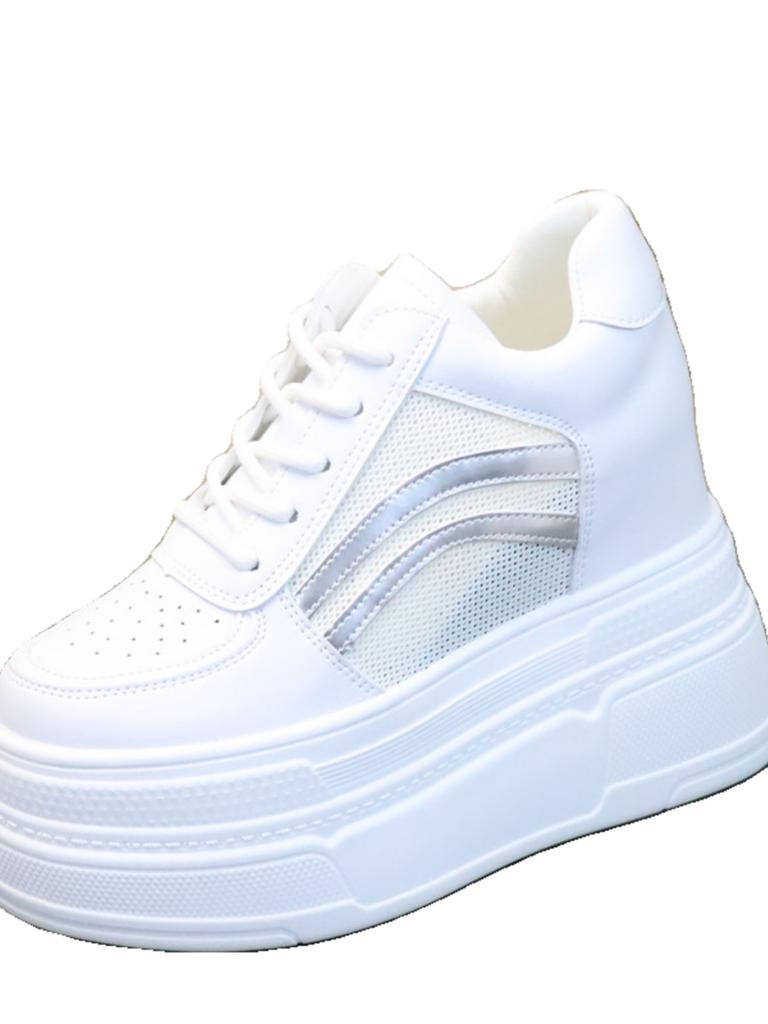 Fashion 12CM Air Mesh Sheepskin Leather Platform Wedge Sneaker Women Sandals Boots Women Spring Autumn Summer Board Shoes