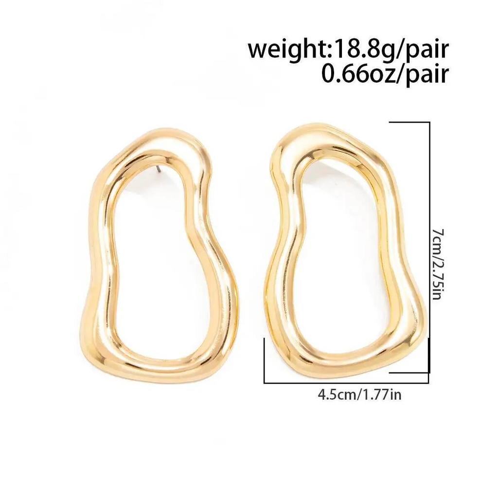 SHIXIN Vintage Irregular Hollow Pendant Earrings for Women Punk Gold Color Geometric Metal Piercing Earring Party Jewelry Gift