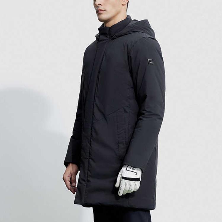 Fila Série Golf Couleur Unie Elite Veste Mi-Longue à Capuche en Duvet Homme Vêtement d'Extérieur Noir Profond A11M345903FBK