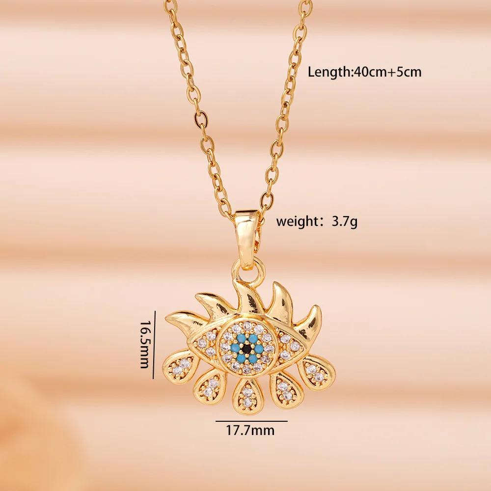 

Trendy Punk Luxury Zircon Evil Eye Pendant Necklaces for Women Men Stainless Steel Chain Jewelry Accessories Gifts for Friends