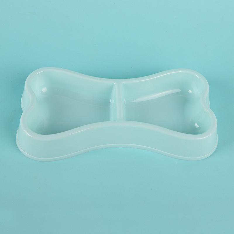 

Double Pet Bowls Bone Shape Cute Dog Cat Food Water Dishes Durable Anti-Slip Feeder for Puppy Kitten синий