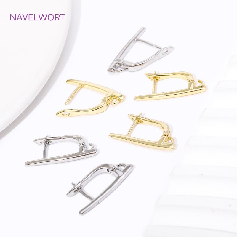 DIY Earring Making Accessories 18K Gold Plated Smooth Earring Hook Clasps Brass Metal Earwires Hooks,Jewelry Making Supplies