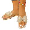 Fashion 2025 Fashion Ladies Shoes Open Toe Women's Slippers Summer New Butterfly-knot Daily Plus Size Best Seller Light Flat Slippers