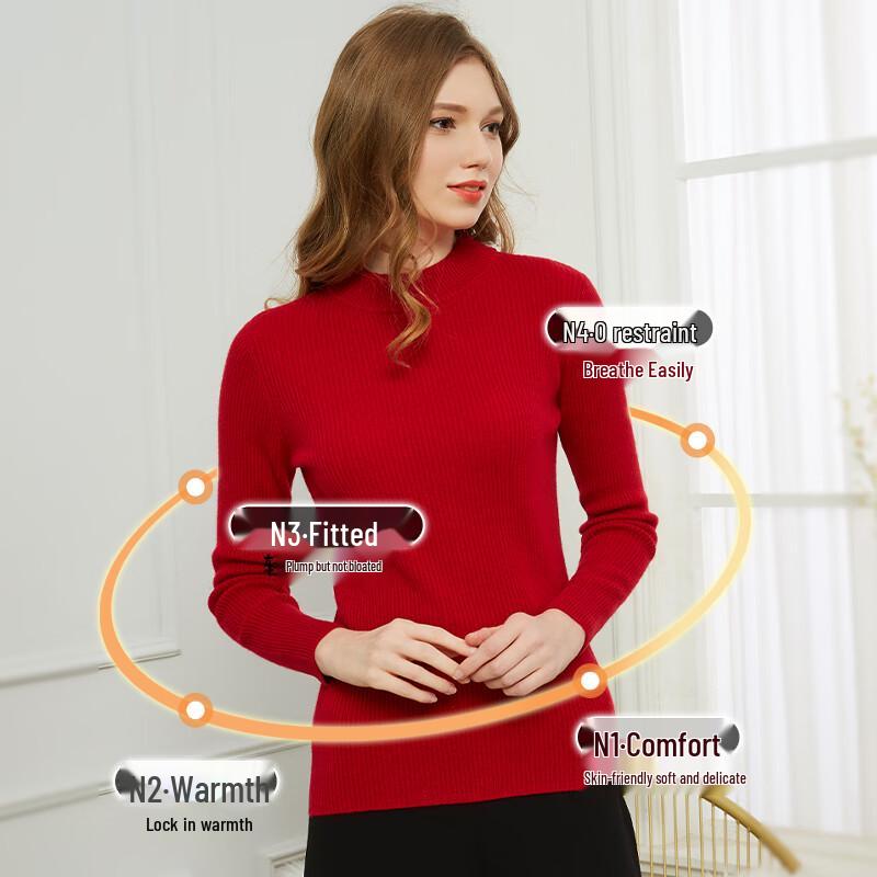 Hengyuanxiang Women's Striped Cashmere Round Neck Sweater