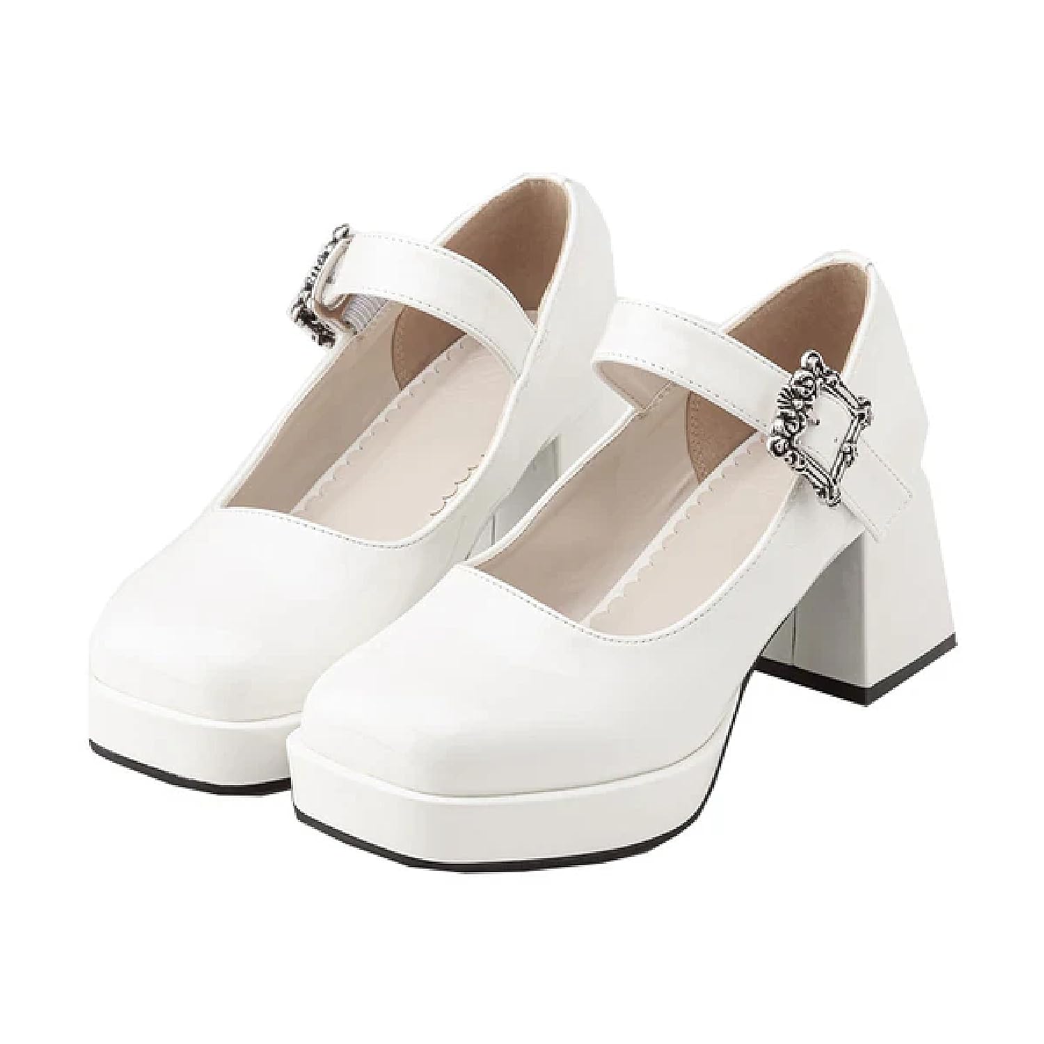 

Женские туфли-лодочки Yumetenbou с квадратным ремешком, 532880, Эмалевый белый, Размер 25.0 см, Обувь массового производства, Yumetenbou