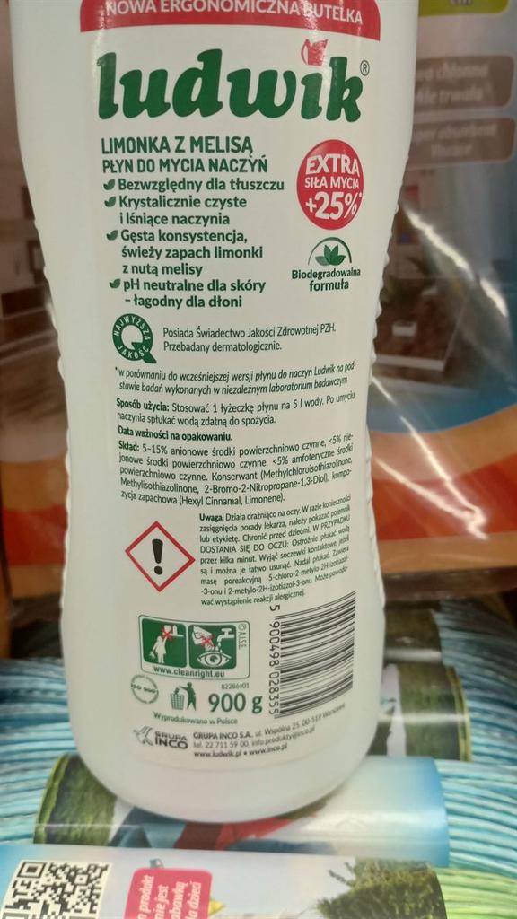 Ludwik dishwashing liquid lime with lemon balm 900g
