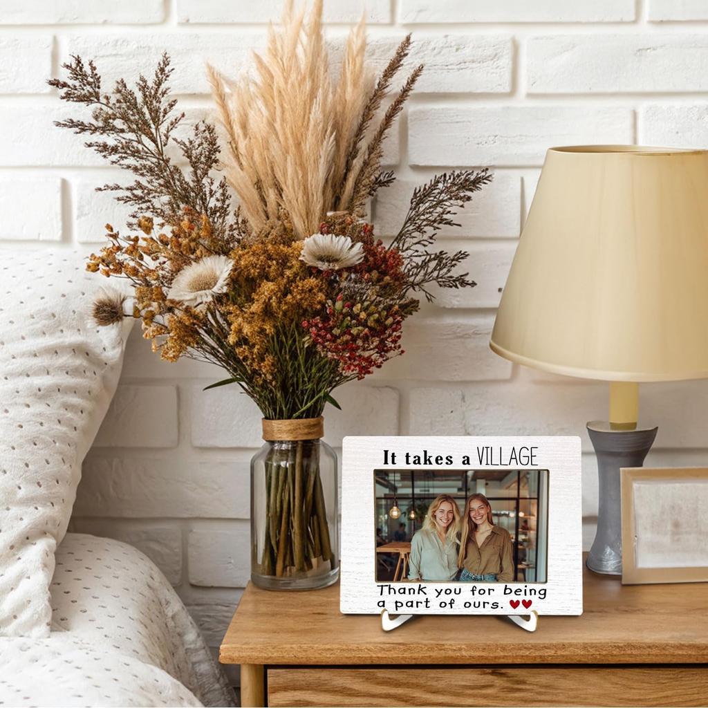 It Takes a Village Thank You Gifts Picture Frame 4x6, Thank You Picture Photo Frames for Desk Tabletop Decor, Appreciation Boss Gifts for Friends