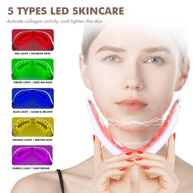 Face Lifting Device Facial Vibration Massager Face Slimming Care Double Chin Removal V Shape Lift Belt with Remote Control