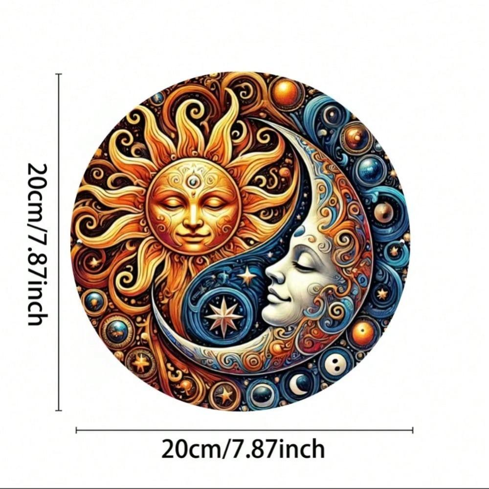 Metal Wall Art Yin Yang Sun Moon Vintage Decor 20x20