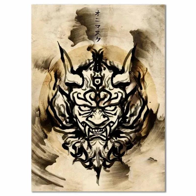 Vintage Ink Mural Modern Japanese Samurai Wall Art Poster Home Decor Picture Print Canvas Painting Living Room Light Decoration