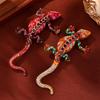 Vintage Glazed Chameleon Brooch Medieval Vintage High Sense Light Luxury Brooch with Diamonds Lizard Pin