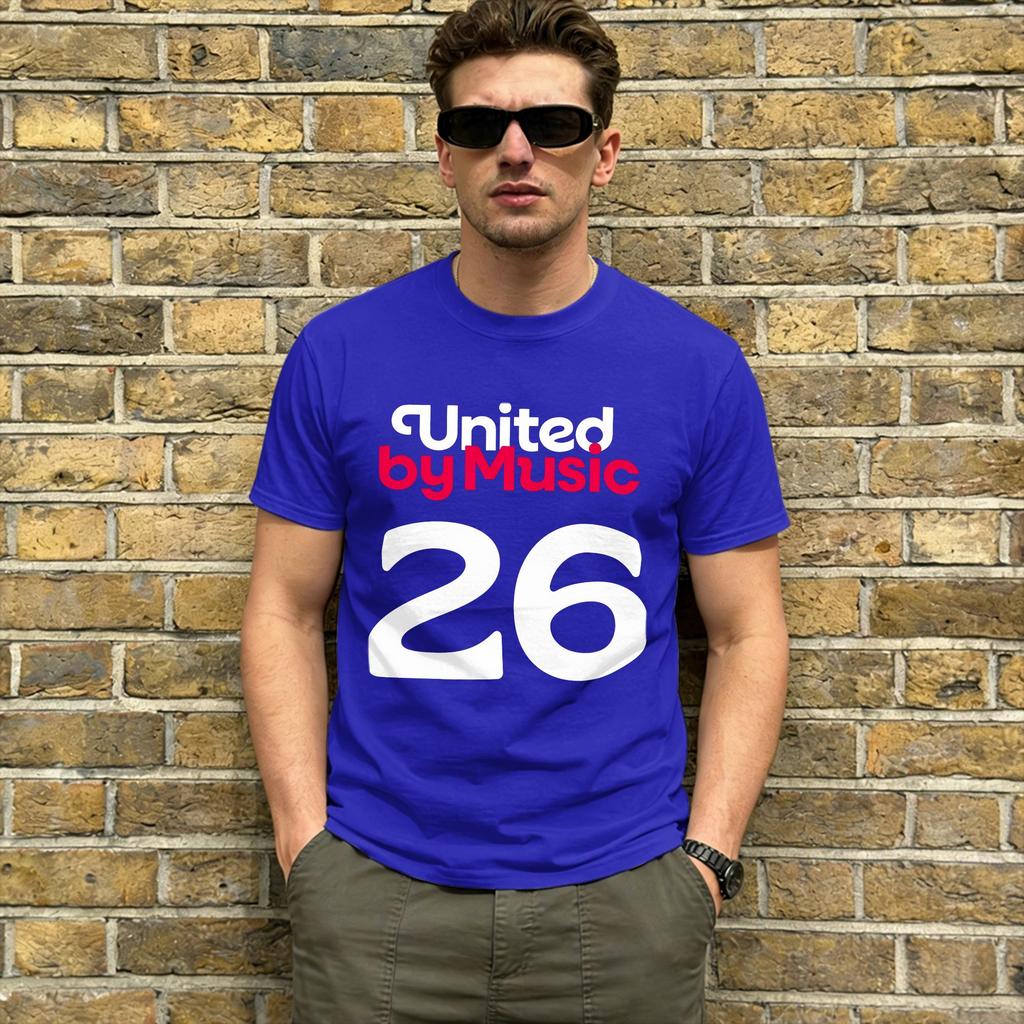 United By Music Eurovisions Song Contest 26 T Shirt Summer Novelty T Shirts Adult 100 Cotton Round Neck 5XL Tees Short Sleeve