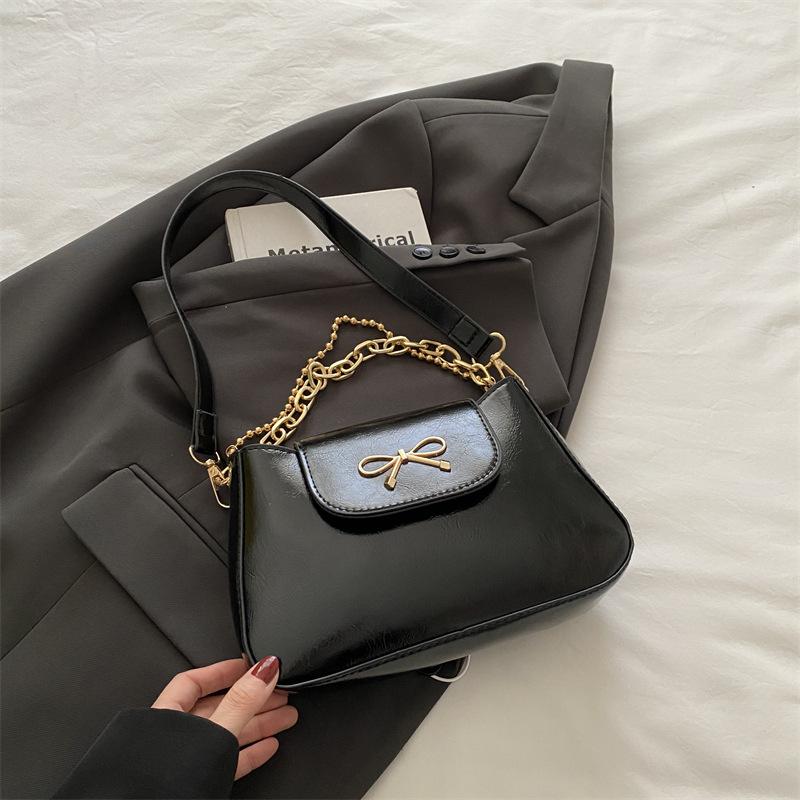 Korean Shoulder Chain Handbag 2025 Spring New Simple Versatile Bag Bow Decorative Messenger Bag