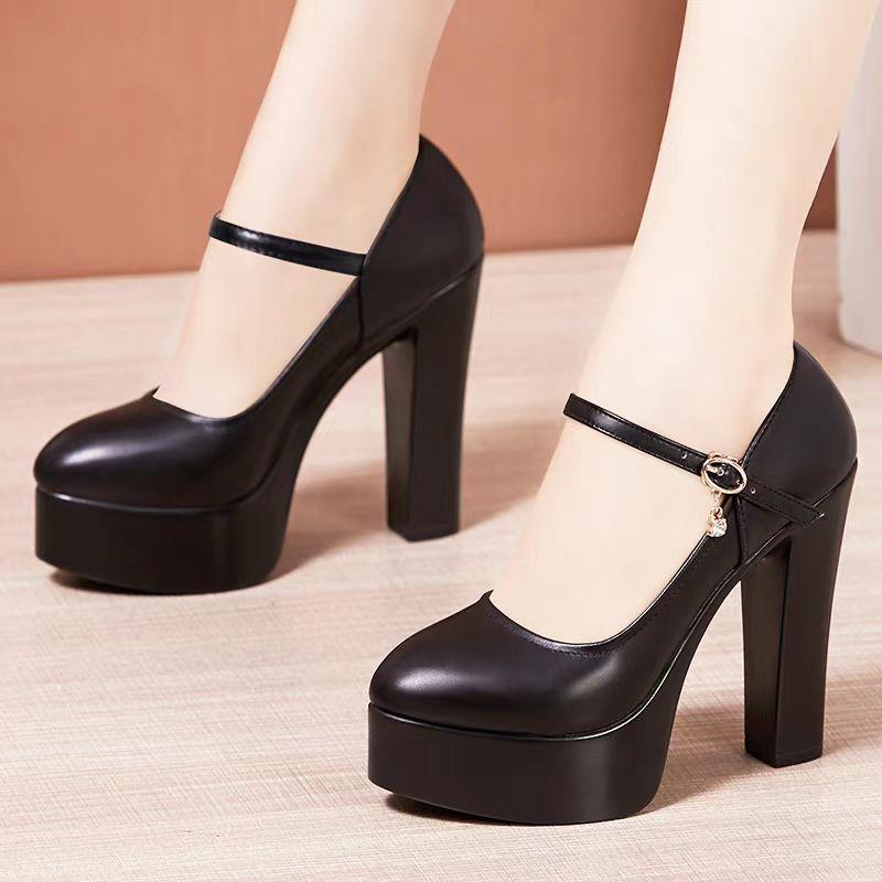 

13cm 15cm Small Big Size 32-43 Elegant Thick Platform Shoes Pumps 2025 Spring Super Block High Heels Shoes Model Dress Party 32
