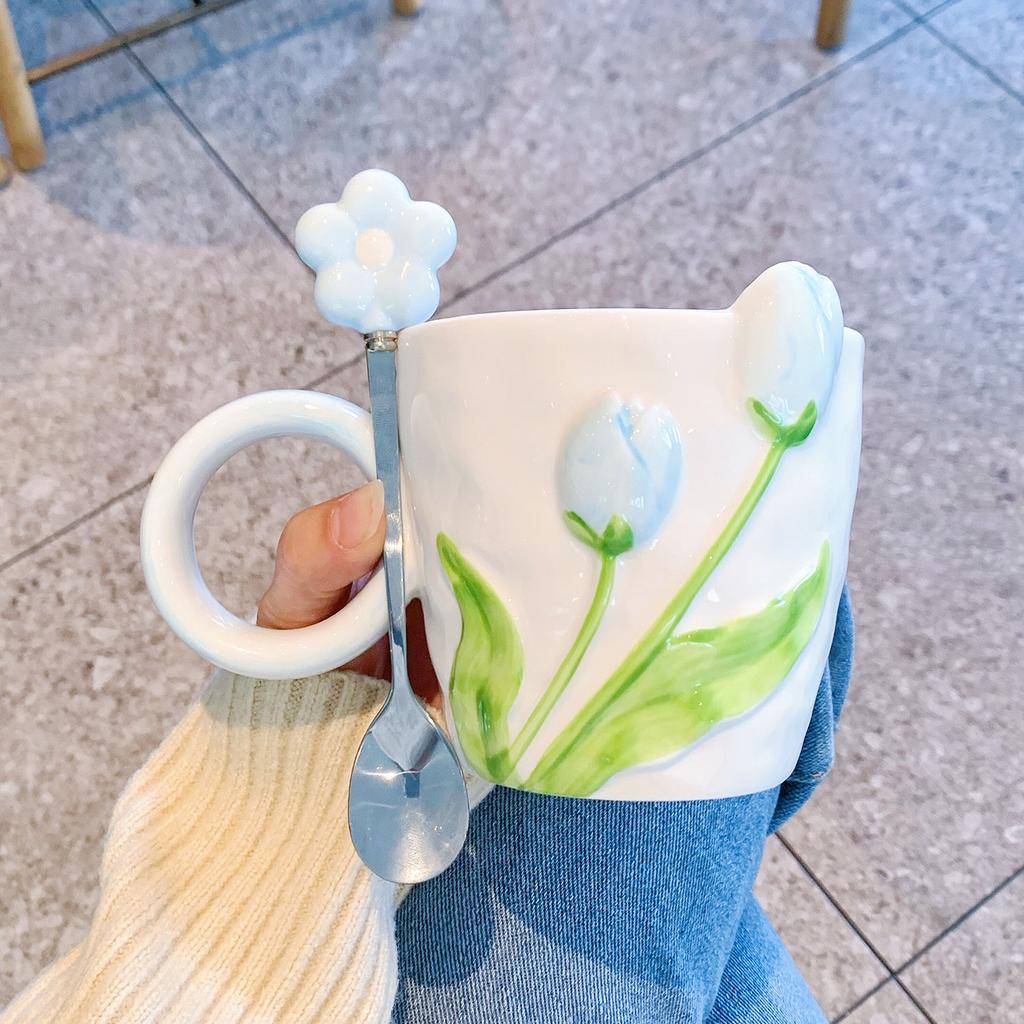 Design Sense Mug High Value Tulip Ceramic Cup Souvenir Water Cup Office Teacup Event Gift