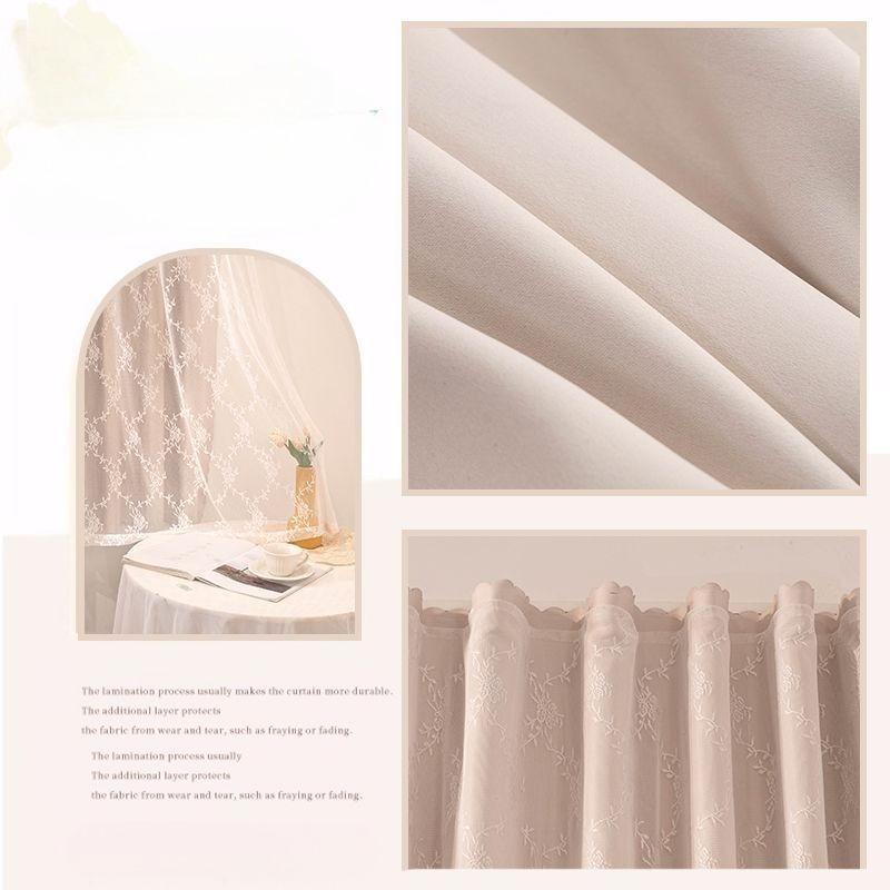 2026 Velcro Jacquard Sheer Curtain, Blackout Curtain,Punch Free Sun Protection Lace Window Voile Curtain, Light Filtering Bay Window Drape