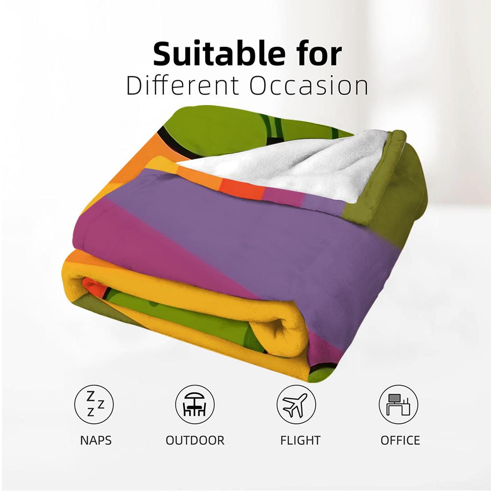 Rainbow Stripe Blush Frog Cartoon Anime Print Flannel Blanket Soft Warm Throw for Kids Bedroom Sofa Christmas Office Car
