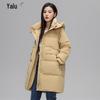 Yalu 2025 Winter Damen Mittellange Daunenjacke mit Kapuze