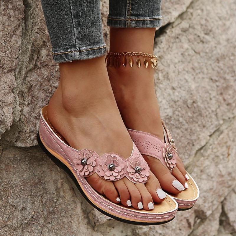 Women's Summer New Slippers Women's Three Flower Slippers Platform Flip Flop Flip Flop Beach Flip Flop Women's Sandals