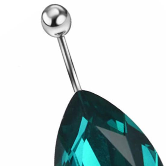 Surgical Steel Tear Drop Rhinestone Button Barbell Bar Belly Navel Ring Body Piercing