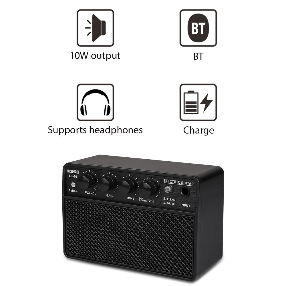 KOKKO 10W Small Electric Guitar Amp Mini Portable Guitar Practice Speaker for Daily Practice Street Performances