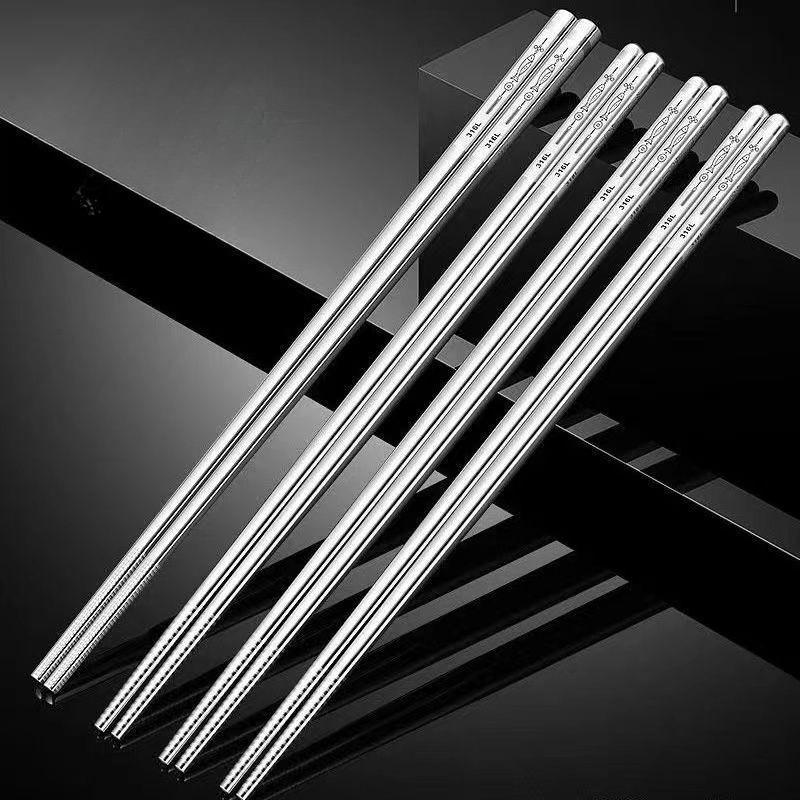 5 Pairs Chopsticks Food Grade Stainless Steel Household High End Light Luxury Premium Feel Commercial Catering