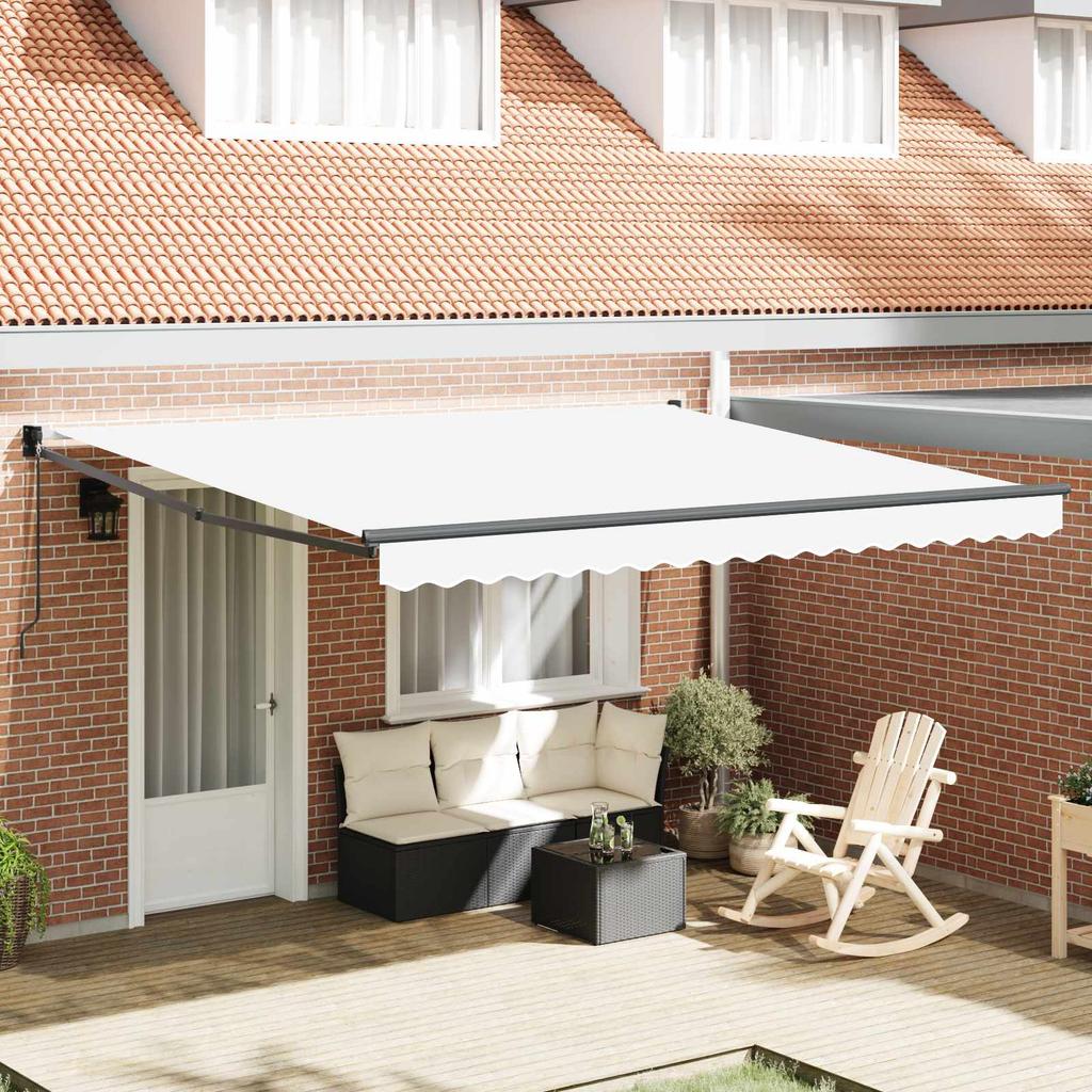 Retractable Awning White 400 x 300 cm Polyester and Aluminum
