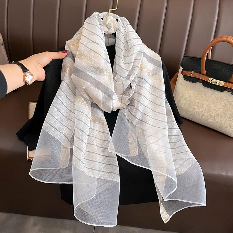 Luxury New Long Silk Scarf for Women Beach Hijab  Elegant Shawls Female Head Wool Wraps Plaid Echarpe Bufanda Bandana