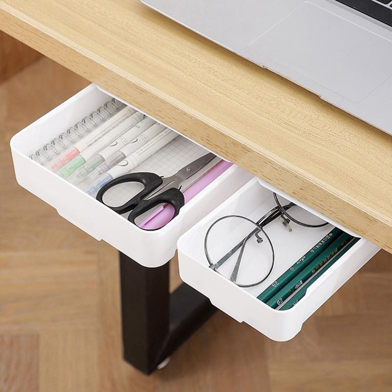 Hidden Table Storage Box Sundries Stationery Organizer Drawers Slide Out Tray Adhesive Under Desk Drawer Organizer