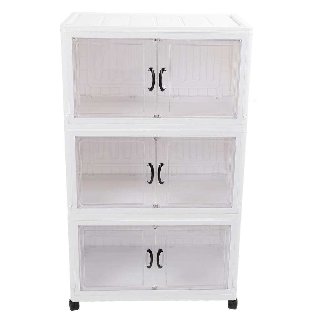 Foldable Storage Cabinet Plastic Storage Containers with 4 Moveable Wheels Folding Storage Bins