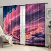 2pcs Colorful Cloud Landscape Curtains - 100% Polyester Semi-Translucent Rod Pocket Drapes   Machine Washable   3 Sizes (29.53x65.