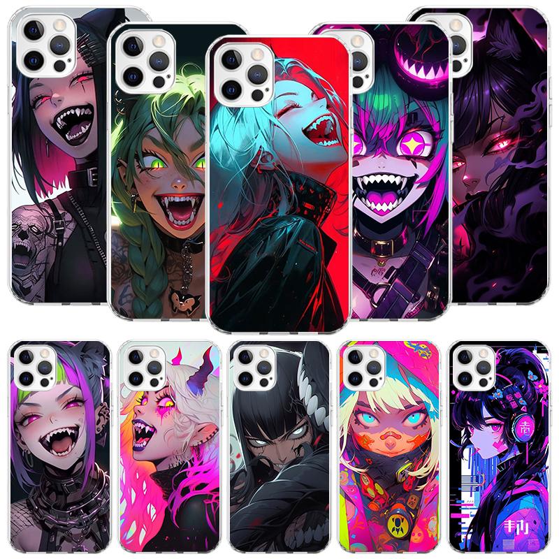 Crazy Gothic Japan Anime Girls Phone Case For Apple iPhone 17 Air 16 15 Plus 14 + 13 Mini 12 11 Pro Max 7 8 SE 16Max Soft Shell
