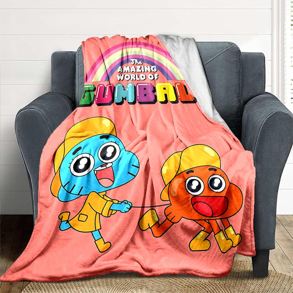 1pc The Amazing World of Gumball Cozy Print Blanket Lightweight Warm Flannel Throw Blanket For Sofa, Bed, Living Room