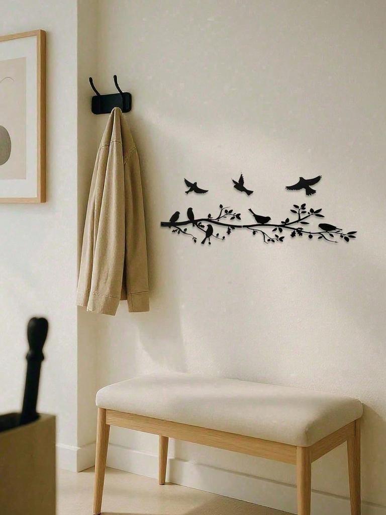 5 Piece Rustproof Metal Wall Art Set Modern Bird Branch Decor for Indoor Outdoor Living Room Bedroom Patio Gift