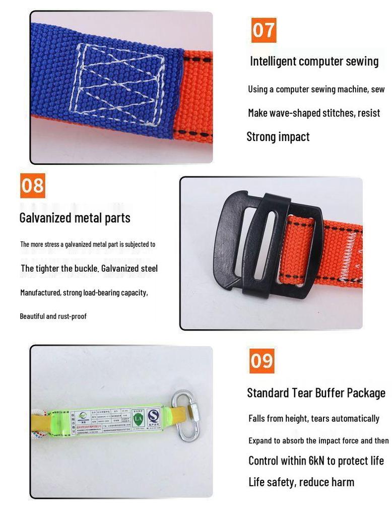 Professional Full Body Electrician Harness with Double Hook and Five-Point System