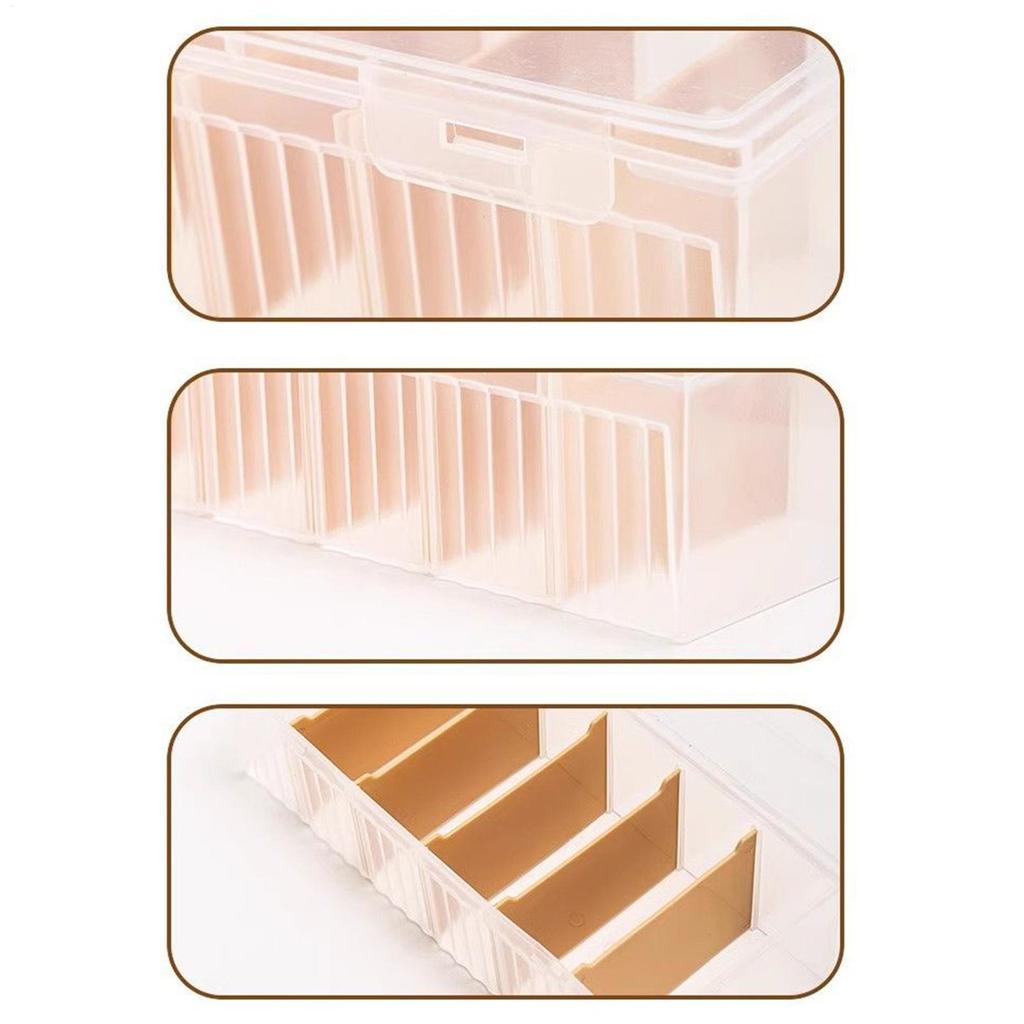 Clear Plastic Compartmentalized Organizer Box  Adjustable Divider  Dustproof Card Organizer with Lid Clutter Collection Box