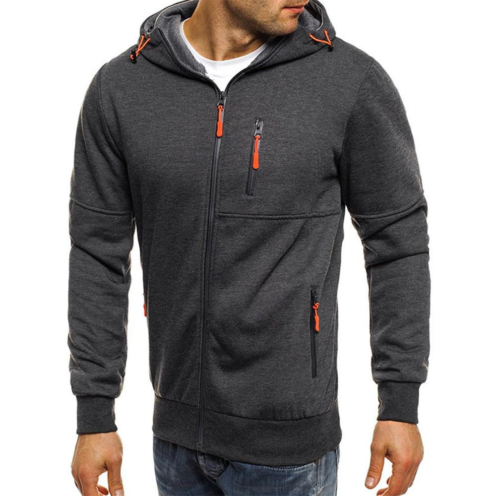 Men s Spring & Autumn Sports Casual Hoodie Jacket with Zipper Large