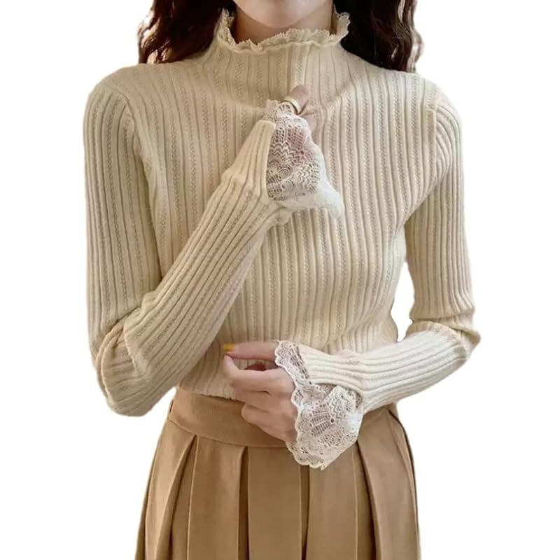 

[TASOGARA] knit tops ladies inner sweater spring autumn winter high neck cashmere touch Convenient to layer Easy to mix and match Dress slimmer Plain