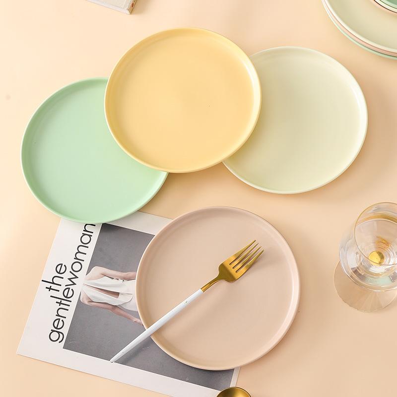 Nordic Creative Ceramic Round Flat Plate Morandi Simple Home Western Food Pizza Steak Plate Pasta Dim Sum Shallow Plate