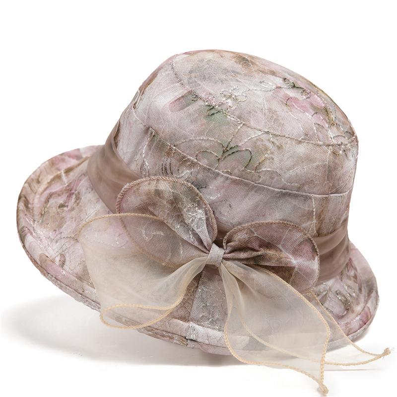 

Hat Ladies summer basin hat light breathable visor fashionable elegant flower bucket hat M（56-58cm）
