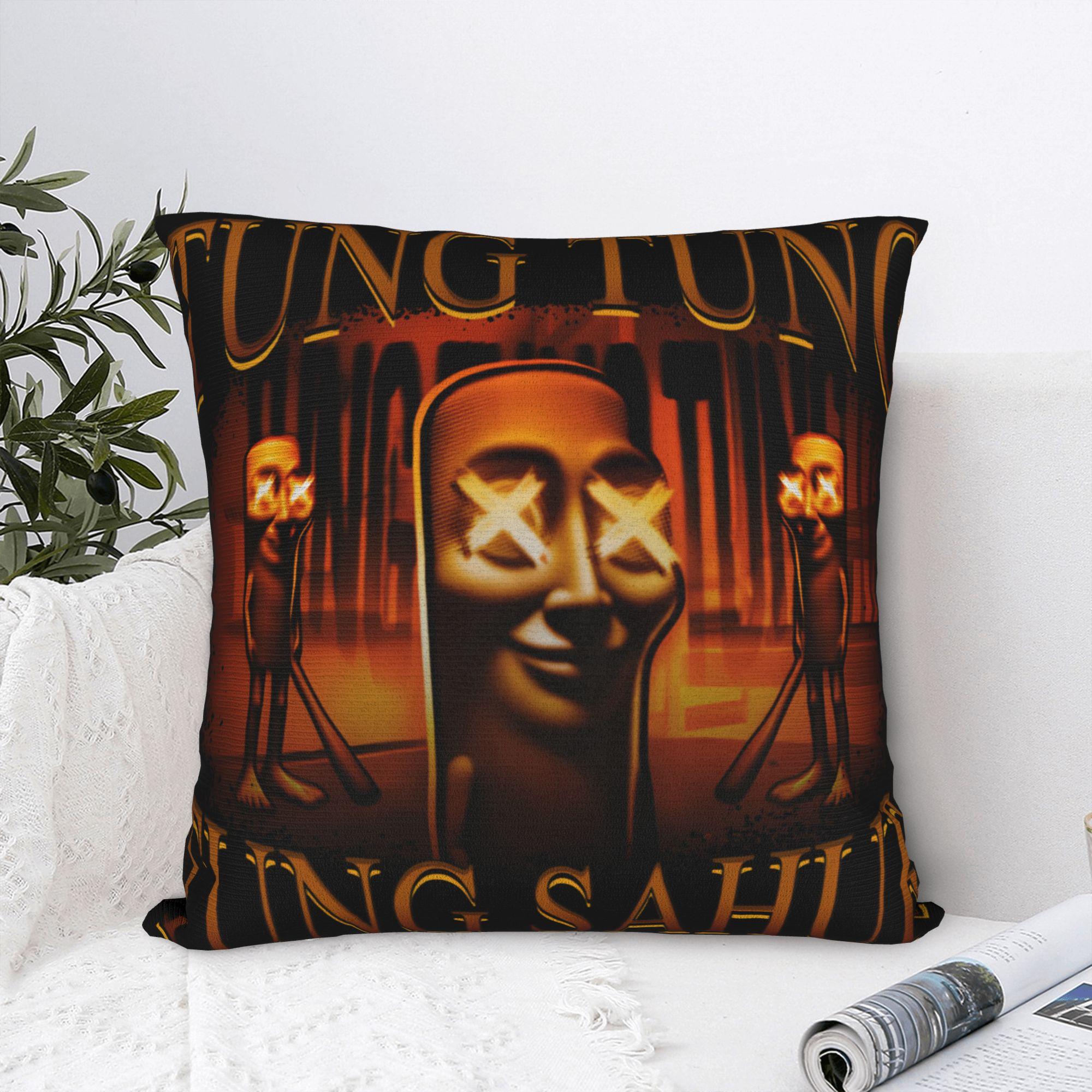 Fine Glasses Unisex Pillow Cover Tung Tung Sahur Italian Novelty Pillow Case For Office Car Home Decor Pillowcases