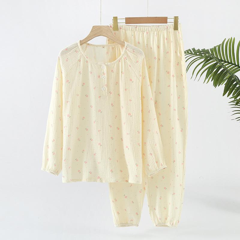 Pajamas Women's Pure Cotton Spring Long-sleeved Trousers Autumn Round Neck Pullover Korean Version Women's New Loungewear