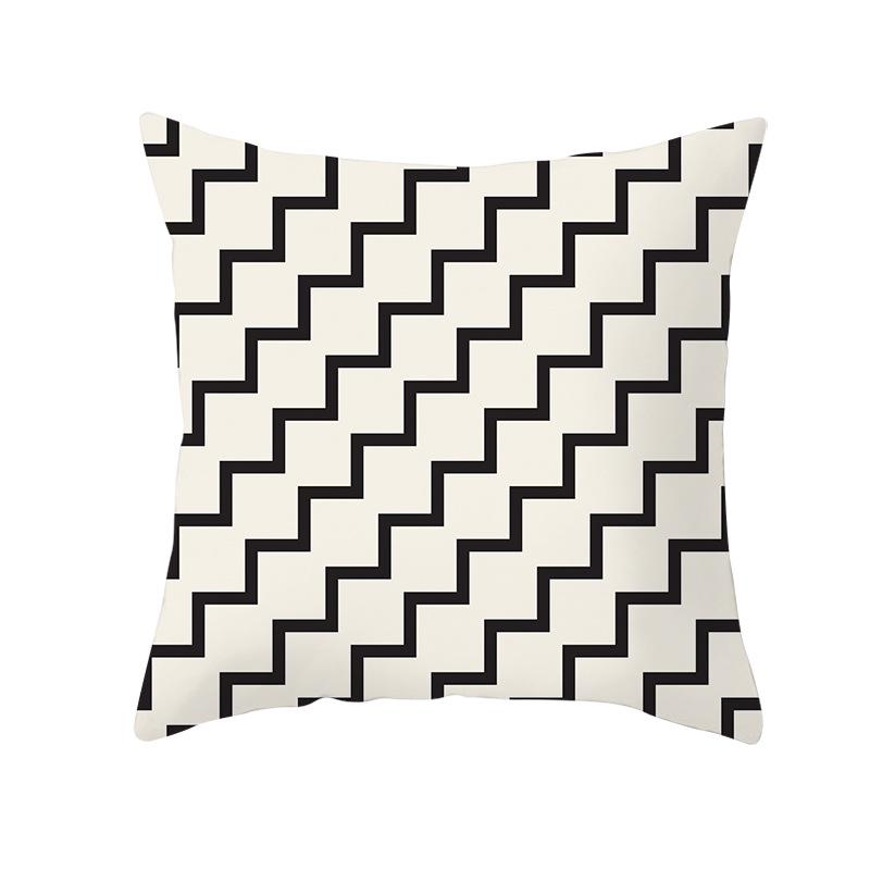 Red, Blue and Black Geometric Cushion Cover, Peach Skin Print Pillow Cover, Square Sofa Cushion, Home Textiles and Household Products