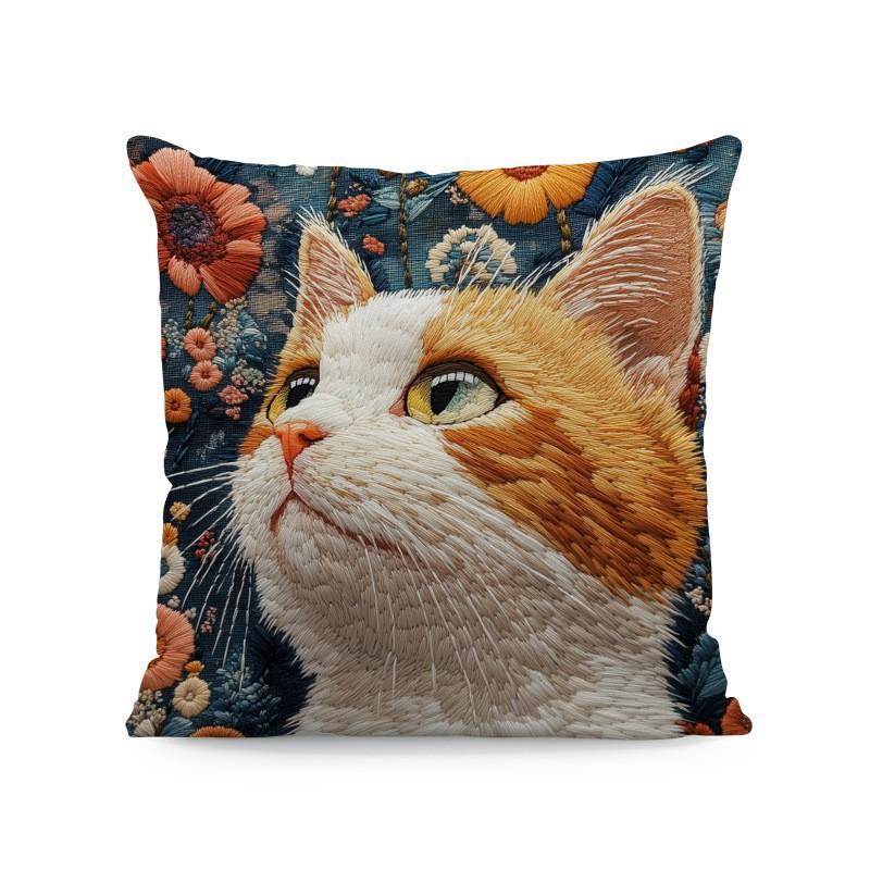 1/2pcs Cat Throw Pillow Cover, Cute Animal Throw Pillow, Bedroom Home Sofa Decorative Cushion Cover