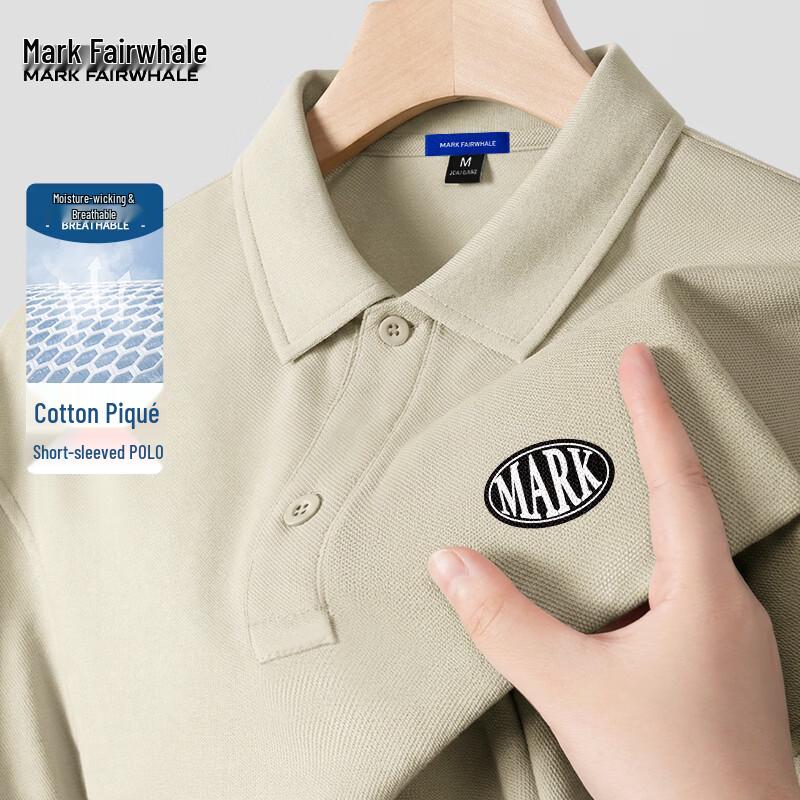 MARK FAIRWHALE Men s Letter Print Cotton Pique Polo Shirt XL