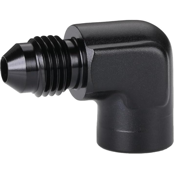 4AN Male Flare to 1/8 NPT Female 90 Degree Fitting Adapter Aluminum Black