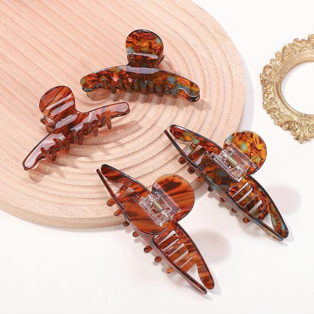 RAINBOW BOWS Women Acetate Leopard Hair Claw Hair Claws Chic Barrettes Crab Hairpins Styling Clips Girls Headwear Hair Accessory