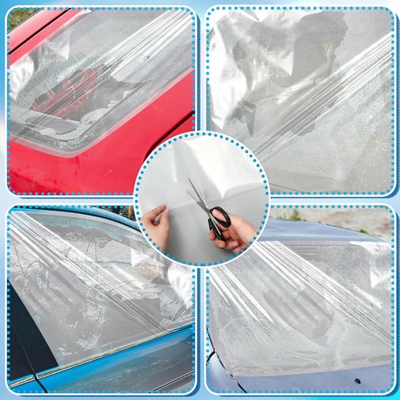 Waterproof PVC Film for Broken Window Car Window Covering Film with Double Side Tape Glass Fix Kit Easy Installation
